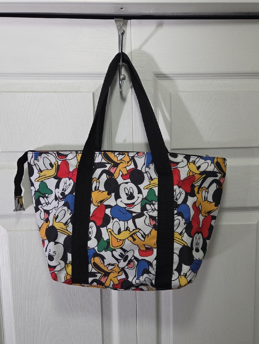 Disney Multicolor Cartoon Faces Tote with Black Handles